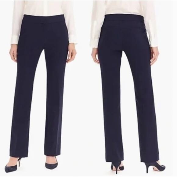 J. Crew 365 Edie High Rise Trouser Pant Navy Blue Italian Stretch Wool Sz 00 NWT - Picture 1 of 7